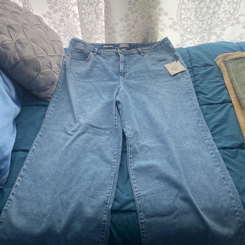 Wide leg high rise jeans